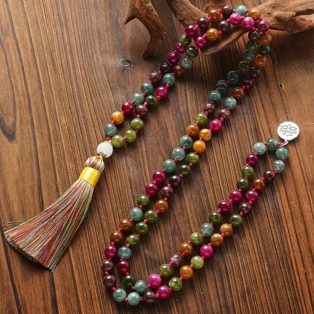 Rainbow Tourmaline Mala - Picture 2 of 5